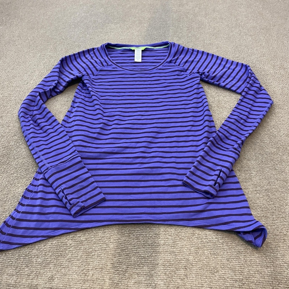 Ivivva by Lululemon Shirt Girls 12 Striped Long Sleeve Asymmetrical Hem Top Yoga